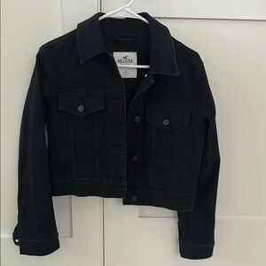 Hollister Black Jean Jacket Cropped Casual